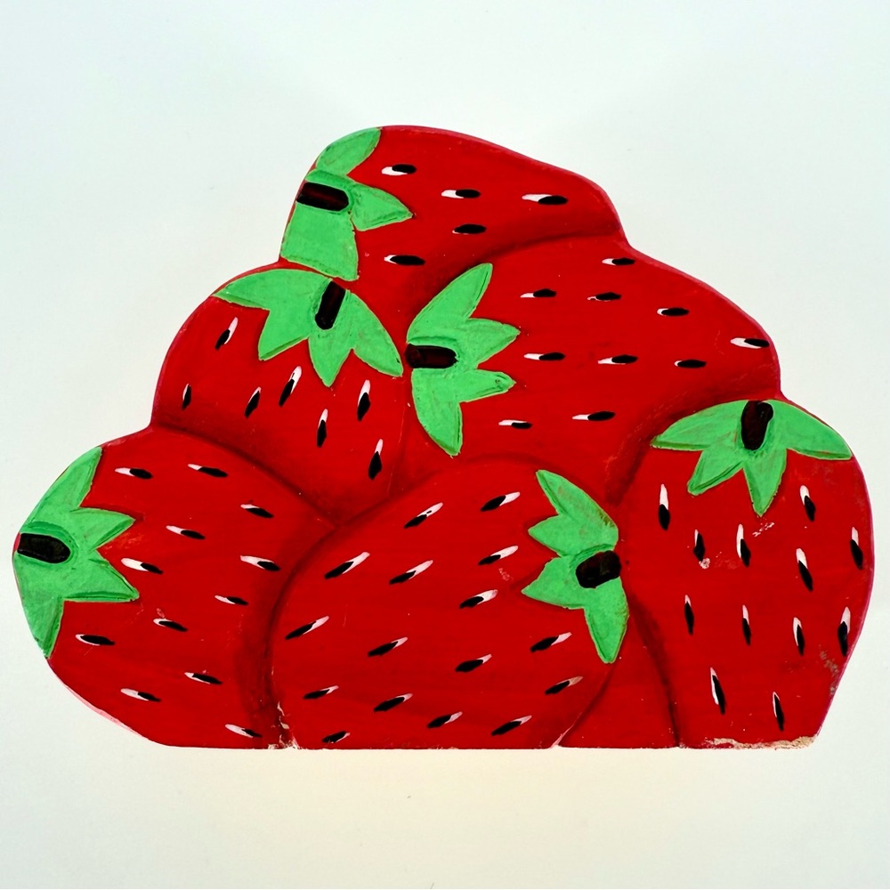 Vintage Strawberry Napkin Holder Wooden Handmade Gift Fruit Cute Kitchen Table